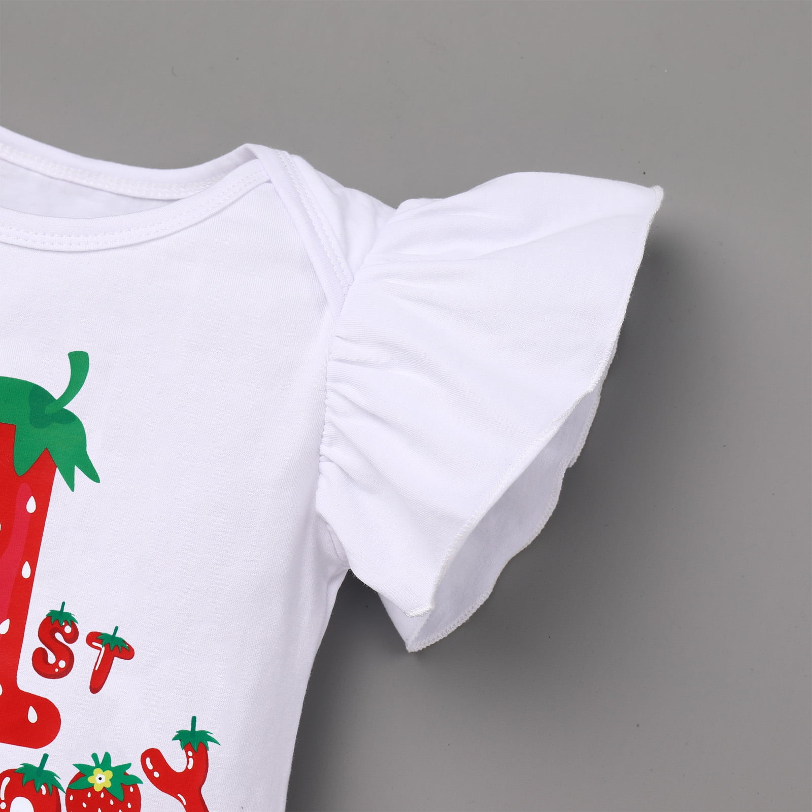 IBTOM CASTLE Baby Girls Strawberry 1/2 1st 2nd 3rd Birthday Outfit Romper Tutu Skirt Headband Leg Warmers for Cake Smash Photo Shoot 1 Year Red Strawberry - 1st Birthday