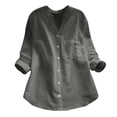 thumbnail image 3 of frariair Ladies Distressed Botanical Design Festival Top Breathable Short Sleeve Shirt With Retro Aesthetic Grey, 3 of 3