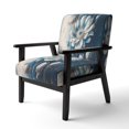 thumbnail image 3 of Designart "Cool Blue Daisy II" Blue Floral & Botanical Upholstered Accent Chair - Traditional Arm Chair For Living Room, 3 of 5