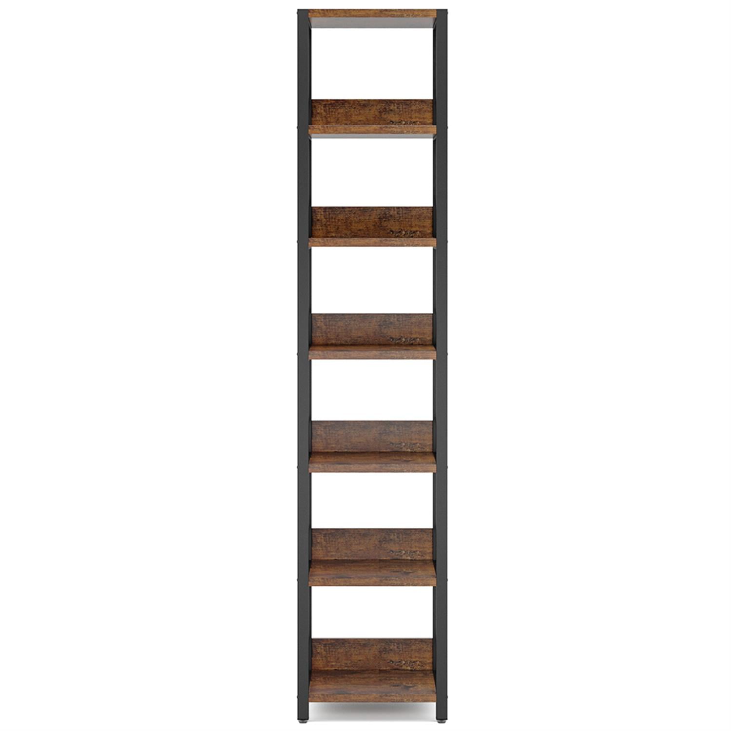 Demi Bonn 6-Tier Corner Shelf, 74" Narrow Etagere Bookshelf Storage Rack for Bedroom, Living Room, Brown