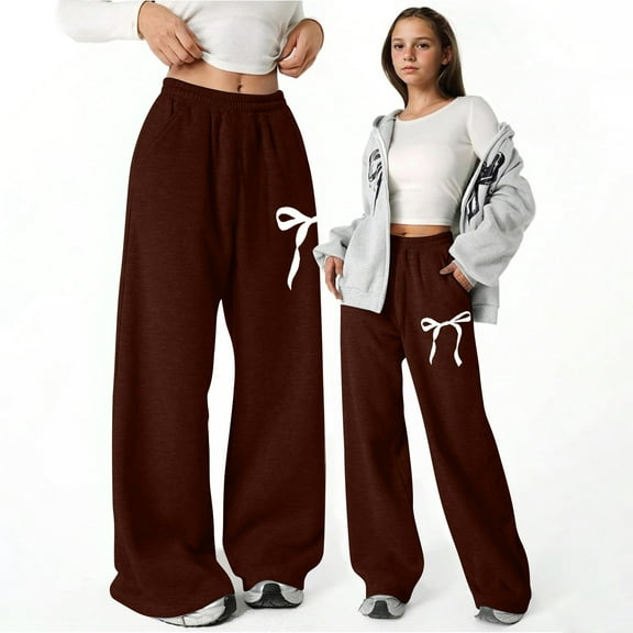 Girls Sweatpants Baggy Joggers High Waist Elastic with Pockets Girls Solid Pants Essentials Sweatpants Cute Sweatpants 6-7 Years