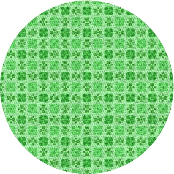 Ahgly Company Indoor Round Patterned Stoplight Go Green Area Rugs, 7' Round