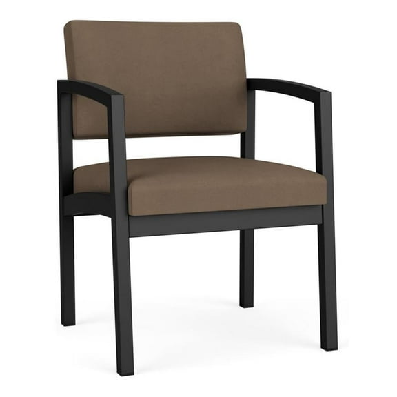 Lesro Lenox Steel Polyurethane Guest Waiting Room Chair in Black/Castillo Quarry Brown