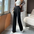 thumbnail image 5 of Pantalones de traje de pierna ancha de color para mujer, pantalones rectos adelgazantes de cintura alta, finos y holgados de primavera y verano, de talla grande, 5 of 5