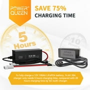 Power Queen LiFePO4 12V 100Ah Lithium Battery Deep Cycle 1280Wh with 14.6V 20A Charger
