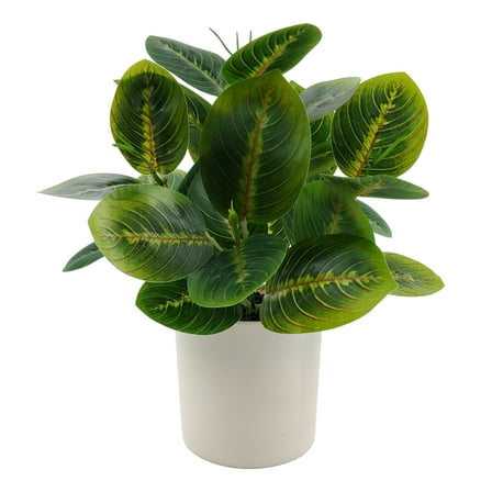 Mainstays Indoor 10 inch Artificial Polyester Prayer Plant In Plastics Pot,Green Color, 1 Piece.