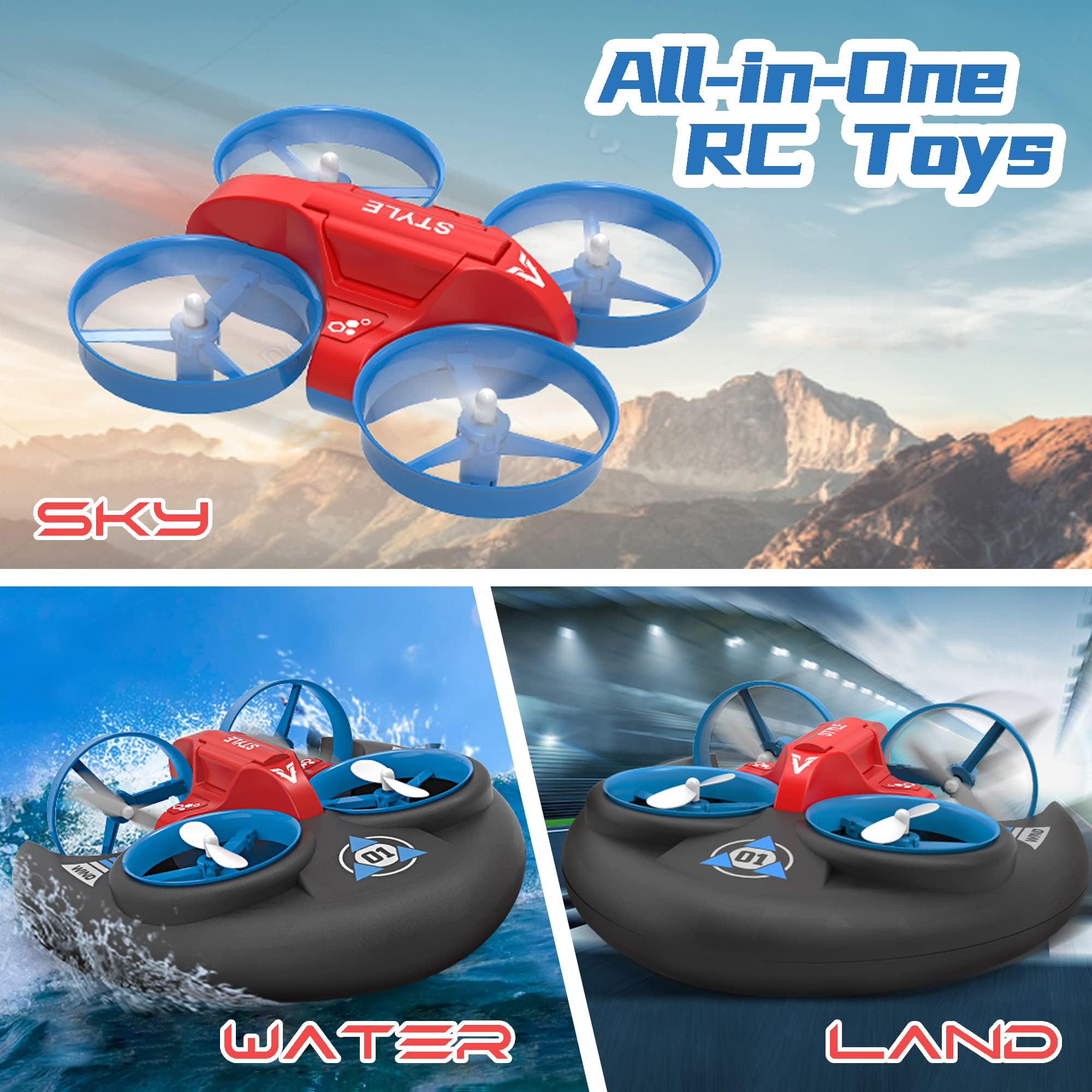 Land & Sea Two-in-One Controle Remoto Hovercraft Speedboat