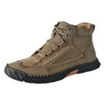 thumbnail image 3 of Havenx Leather Boots Mens Boot Comfortable Handmade Casual Boots Waterproof High Top Chelsea Shoes Outdoor Lightweight Hiking Shoes Daily Walking Driving Shoes,Khaki 42(US-8.5), 3 of 6