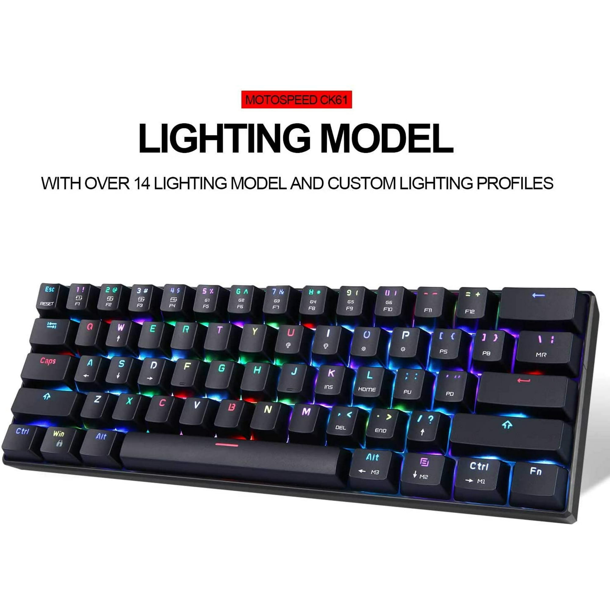 Motospeed 60% Mechanical Keyboard Portable 61 Keys RGB LED Backlit Type C  USB Wired Office/Gaming Keyboard for Mac, Android, Windows(Kailh Box  Switch) | Walmart Canada