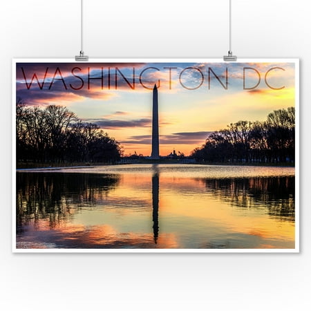 Washington, DC - Washington Monument & Sunrise - Lantern Press Photography (9x12 Art Print, Wall Decor Travel