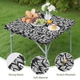 thumbnail image 4 of Black Boho Tribal Feathers Pattern Square Fitted Tablecloth with Elastic Edge,Square Table Cover,Washable Elastic Table Cover for Home Kitchen Party Decor 34"x34", 4 of 6