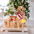 thumbnail image 4 of Bufanda de punto para perro con pompón blanco, pañuelo cálido, accesorios para vacaciones de invierno, bufandas para gatos, 2 piezas, 4 of 5