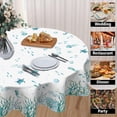 thumbnail image 4 of Summer Coastal Round Tablecloth 60 Inch Nautical Sea Turtle Seaweed Jellyfish Polyester Table Cloth Rustic Farmhouse Beach Theme Table Cover for Kitchen Dinner Party Decor, 4 of 7