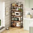 thumbnail image 3 of Rustic Brown Wood Bookcase with Open Shelves, 24"x11.8"x63" Standing Shelving Unit Metal Frame Display Rack - Farmhouse Style for Living Room Bedroom, Modern Home Storage Organizer, 3 of 6