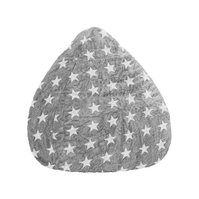 Gouchee Home Fluffy Stars Grey Faux Fur Bean Bag Chair – Soft Polyester with Polystyrene Bead Filling, Suitable for Adults and Teens, Lightweight & Cozy Seating for Bedroom, Living Room or Playroom