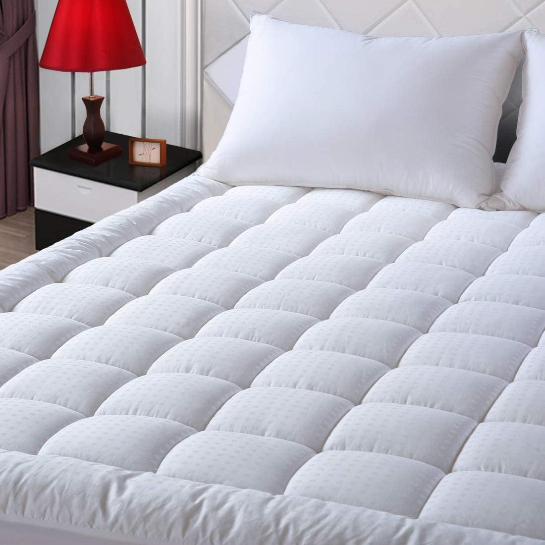 Deep Pocket Fits 8-21 Thick Mattress Meritlife Queen Mattress Pad Cooling Mattress Topper Pillow Top Fitted Quilted Mattress Cover with Fitted Skirt Stretches Up to 21 Inches