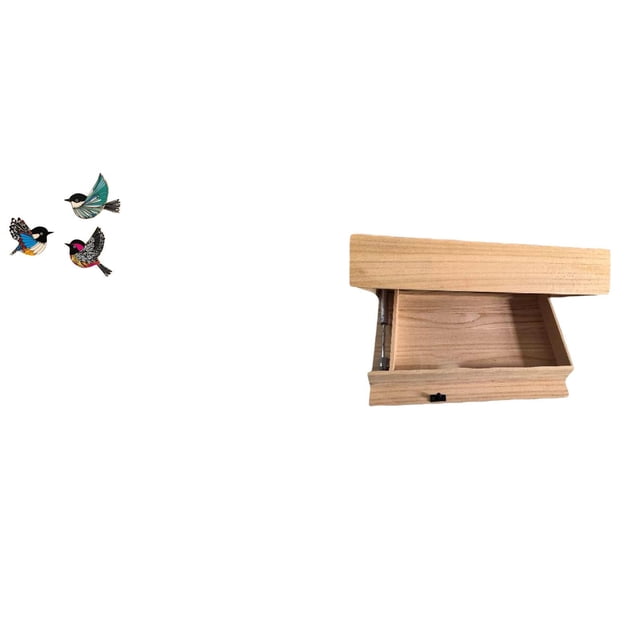 Arte de pared de pájaro de madera con estante y cajón para jardín, estudio, , dormitorio, apartamento, oficina, decoración del hogar y al