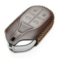 thumbnail image 3 of Vitodeco Genuine Leather Keyless Smart Key Fob Case Cover with Key Chain Compatible for Maserati Ghibli, Levante, Quattroporte (Remote Start, Brown), 3 of 6