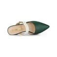 thumbnail image 4 of BLISSFUL STEP Women's Pointy Toe Block Heel Dress Mules Pumps Green White 5, 4 of 7