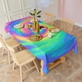 thumbnail image 3 of Rainbow Tie Dye Spiral Pattern Rectangle Tablecloth 60"x120",Waterproof Polyester Rectangle Table Cloth, Wipeable Spillproof Polyester Tablecloth for Dining, Camping, Indoor and Outdoor, 3 of 5