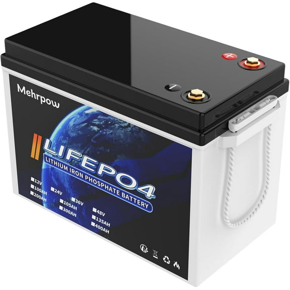 Small Size 12V 200Ah LiFePO4 Lithium Battery 200A BMS,Max.2560W Load Power,15000  Deep Cycle Lithium Iron Phosphate Battery Great For Winter Power Shortage, RV, Marine and Off Grid Applications