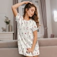 thumbnail image 3 of Fotbe Wildflower Watercolor Pattern Women's Cotton Nightgown Sleepwear Short Sleeves Shirt Casual Print Sleepdress, 3 of 6