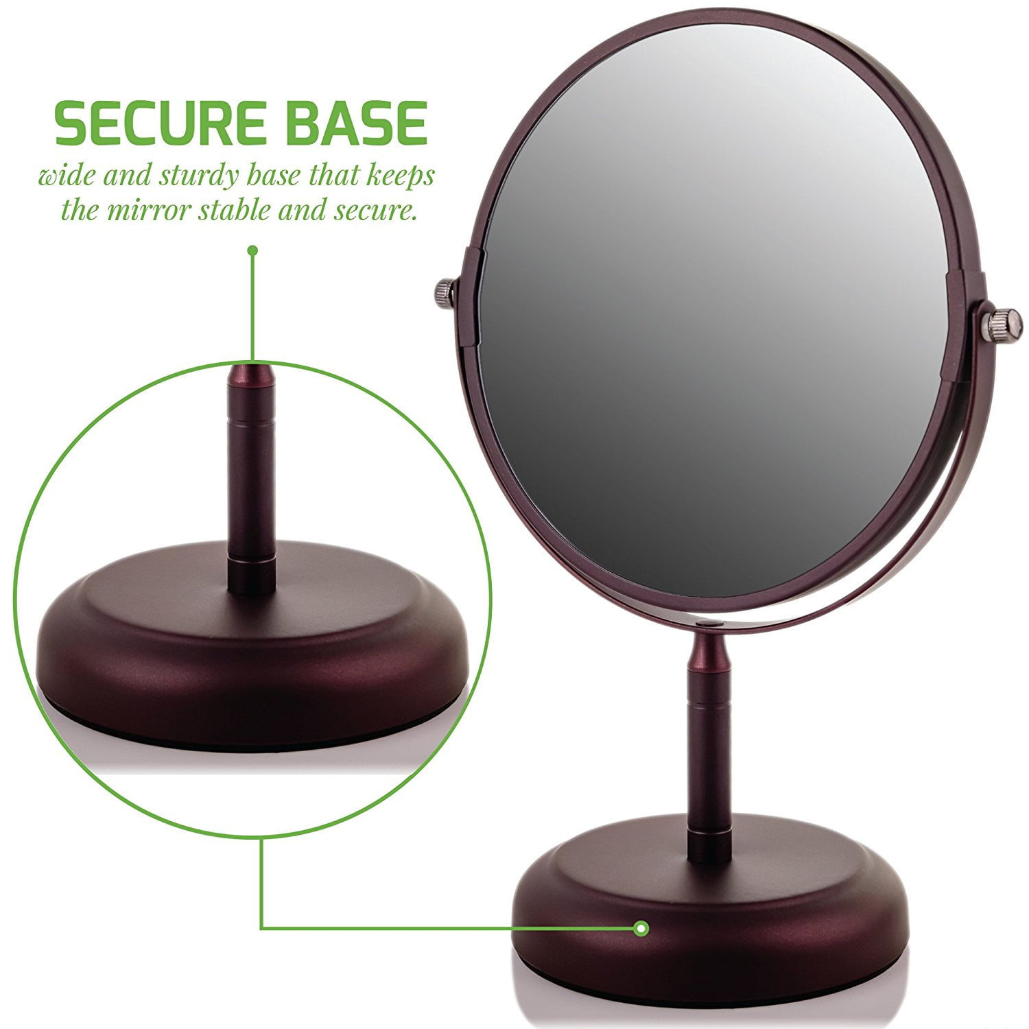 Ovente Round Tabletop Vanity Mirror 7 Inch Dual Sided With 1x 5x Magnification Antique Bronze Mnldt70abz1x5x