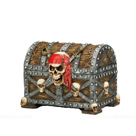 Everspring Skull and Swords Pirate Treasure Chest Trinket Box