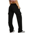 thumbnail image 3 of qolati Womens High Waisted Baggy Sweatpants Fleece Lined Athletic Workout Yoga Open Bottom Sweat Pants Elastic High Waist Cargo Joggers with Pockets Black XL 10, 3 of 7