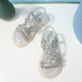 thumbnail image 7 of MEZZALL Child Girl Princess Sandals Rhinestone Slingback Sandals Elastic Ankle Strap Casual Bohemian Beach Shoes Comfort Adorable Casual Kids Everyday Solid Color Toddler Footwear, 7 of 7