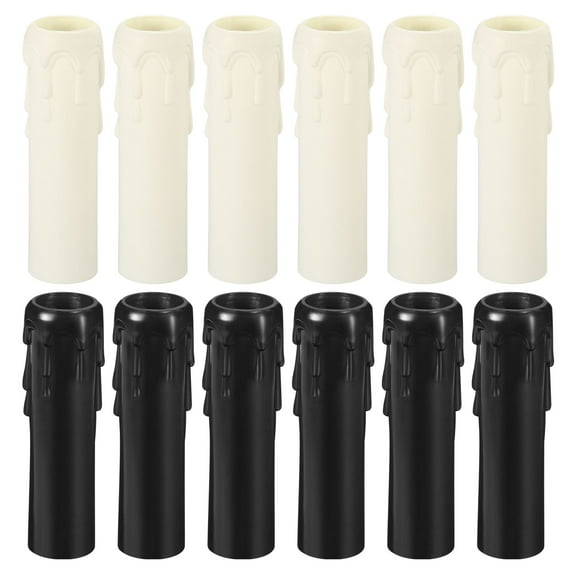 Uxcell 25x100mm Candle Socket Cover Candelabra Base for E14 Chandelier White/Black 12 Pack