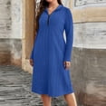 thumbnail image 5 of Ohufall Knee Length Dresses for Women Quarter Zip Turn-down Collar Casual Dress Ribbed Long Sleeve Plus Size Dresses, 5 of 8