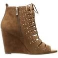 thumbnail image 5 of Jessica Simpson Womens Barlett Leather Open Toe Wedge Pumps, 5 of 5