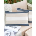 thumbnail image 2 of Outdoor Waterproof Throw Pillow Covers Set of 2 Cream Striped Decorative Pillowcases Lumbar Outdoor Pillows Cushion Case 20x12 Inch Ombre Blue Stripes Patio Pillows for Couch Sofa Bed Garden, 2 of 9