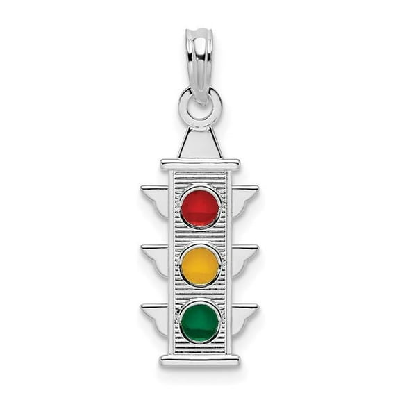 Finest Gold Sterling Silver Polished Enameled Traffic Light Pendant