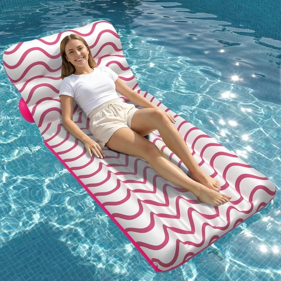 Inflatable Pool Float Adult - Ultra-Comfort Soft Fabric Pool Floaties Lounge Floats Floating Chair Raft with Adjustable Backrest Air Lounger Tanning Float for Pool Beach Party