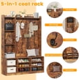 thumbnail image 4 of Brown Hall Tree with Storage Bench, 5-in-1 Entryway Bench with Coat Rack, Adjustable Shoe Storage, Hanging Hooks, Shoe Organizer for Entryway, White, 4 of 9