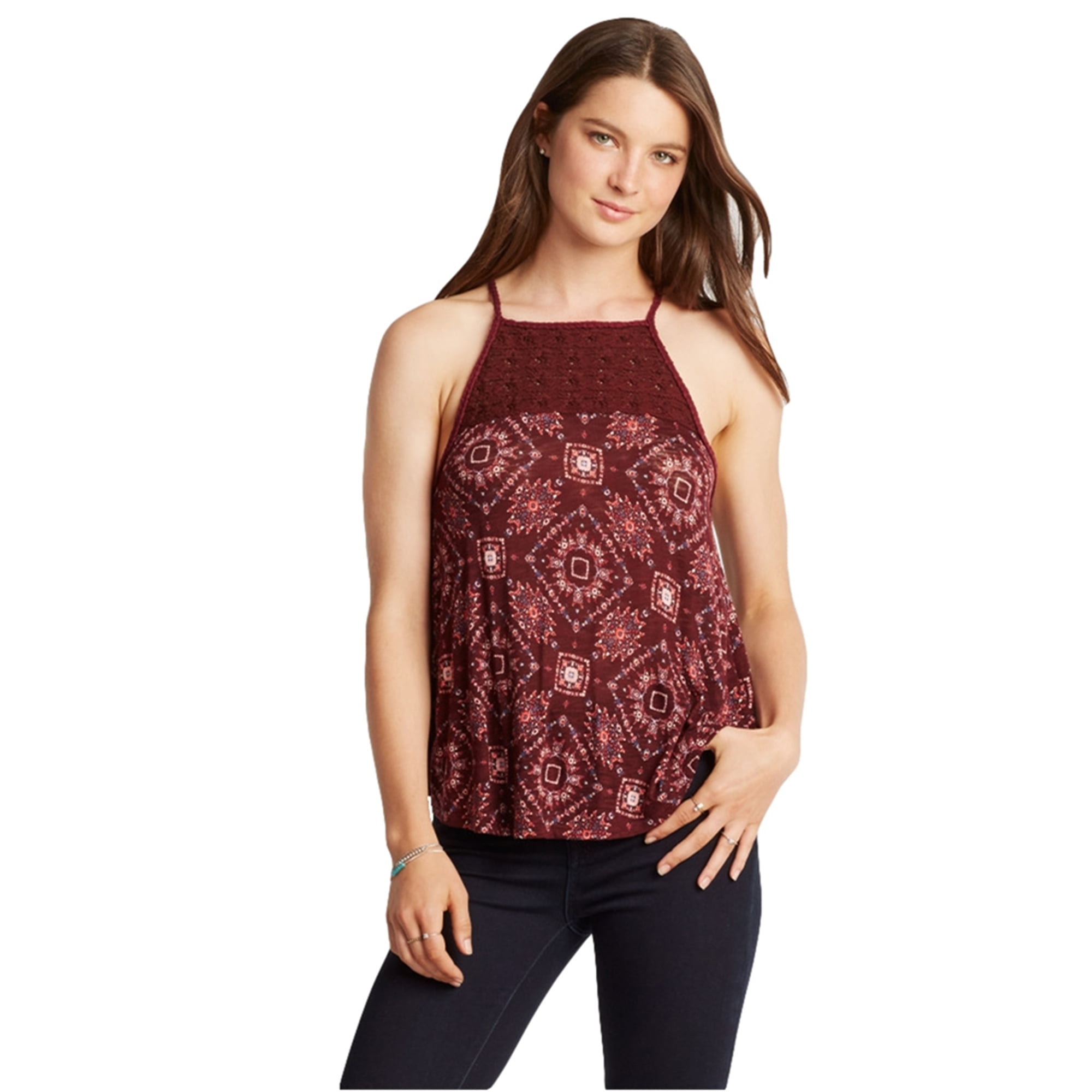 Aeropostale Womens Crochet Handkerchief Hem Tank Top