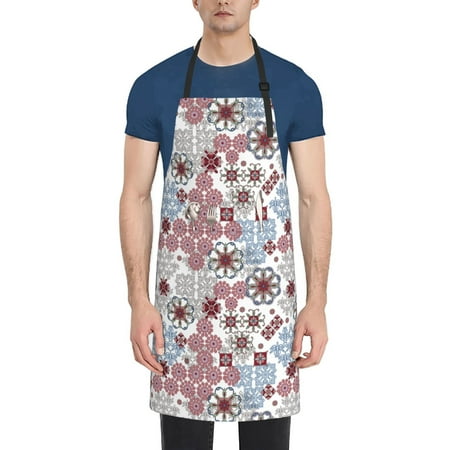 

Ocsxa Abstract Floral Apron With Pockets Kitchen Bib Waterproof Resistant Women Men Unisex Adjustable