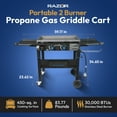 thumbnail image 3 of Razor Griddle Gril et Plaque de Cuisson au Gaz Portatifs à 2 Brûleurs de 30 000 BTU avec Tablettes, 3 of 11