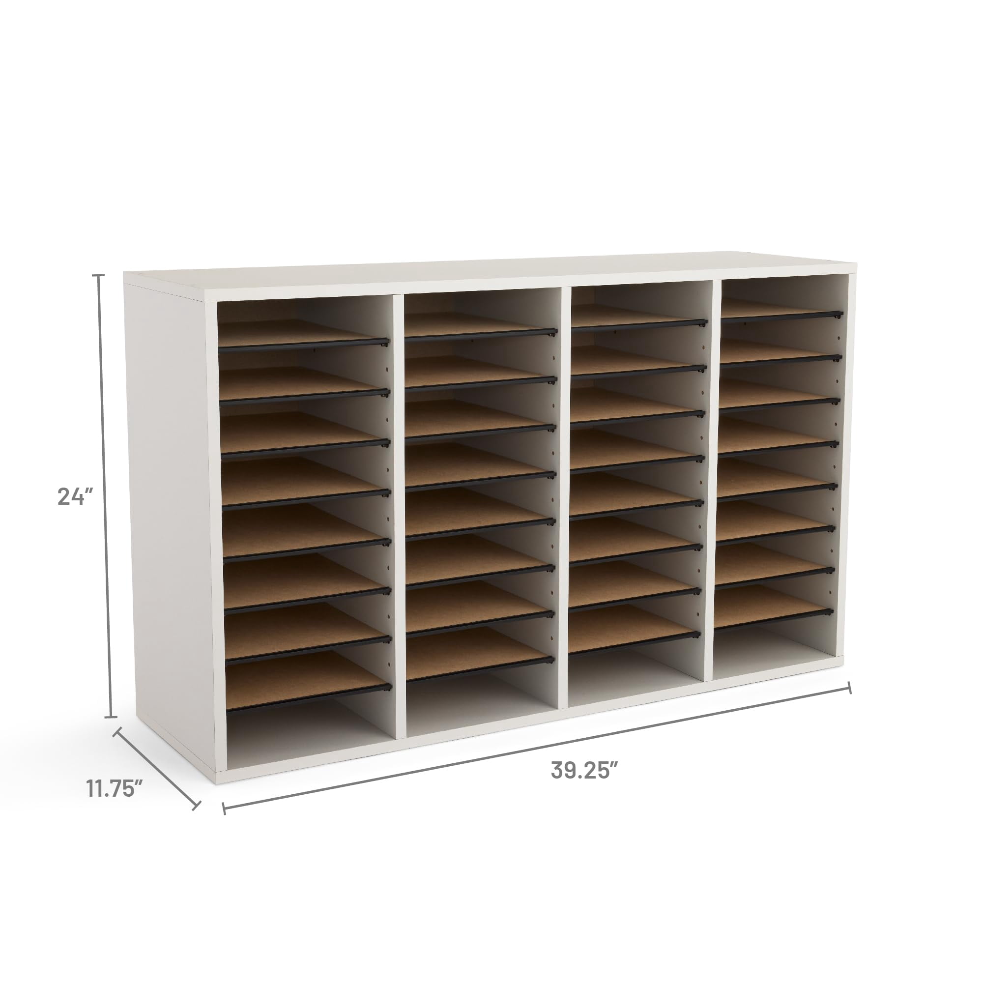 Safco Grey 36 Compartment Wood Adjustable File Organizer