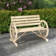 thumbnail image 2 of Outsunny 42" Wood Wagon Wheel Bench Garden Loveseat Rustic Seat, Natural, 2 of 10