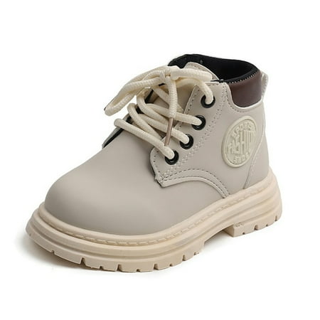 

Unisex Girls Boys Zipper Frosted Leather Round Toe Lace Up Ankle Boots Non-Slip Waterproof Comfort Work Boot (Toddler/Little Kid)