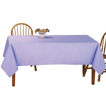 

Collections Etc Basic Solid Color Rectangular Tablecloth Linen 60 W x 90 L - Fits All Common Sized Rectangular Tables Durable Hand Washable or Machine Washable Lavender 60 X 90