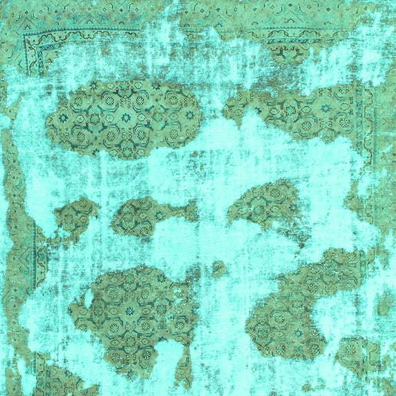 Ahgly Company Indoor Square Abstract Turquoise Blue Modern Area Rugs, 8' Square