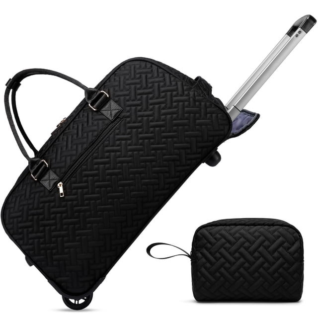 Bolsa de viaje con ruedas BAVERGE para mujer con ruedas, color negro