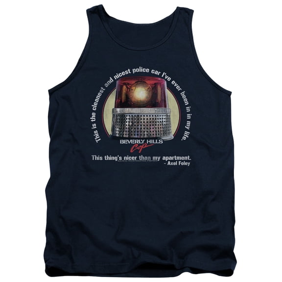 Beverly Hills Cop Nicest Police Car Adult Tank Top Navy