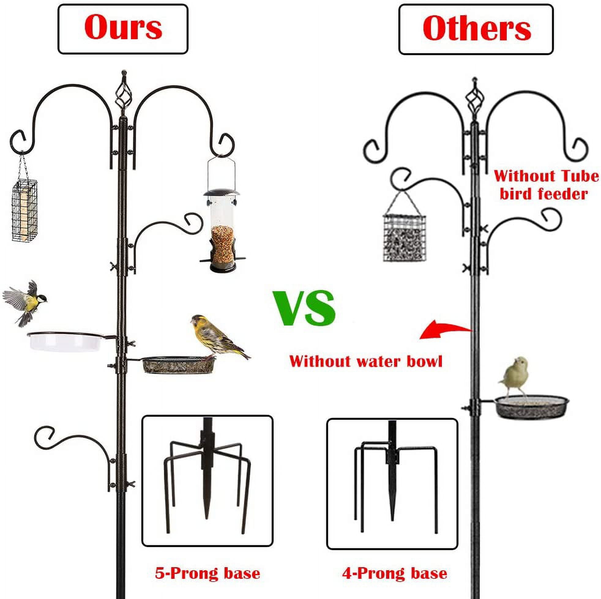 Urban Deco Outdoor Bird Feeding Station with Window Mount, Pole, 4 Hooks, 2 Feeders, Bath Tray, Metal