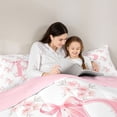 thumbnail image 4 of Manfei Cartoon Initial P Full Size Comforter Sets,Kawaii Floral Bedding Comforter Set,Pink,Pink Reversible,3-Piece,1 Comforter and 2 Pillowcases, 4 of 7
