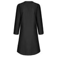 thumbnail image 6 of Herrnalise Women's V-Neck Long Sleeve Solid Color Cotton Linen Dress S-2XL, 6 of 6